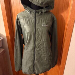 Olive Green Columbia Hooded Zip Down